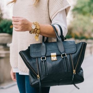 3.1 Phillip Lim Medium Pashli in Black Leather with Gold Hardware